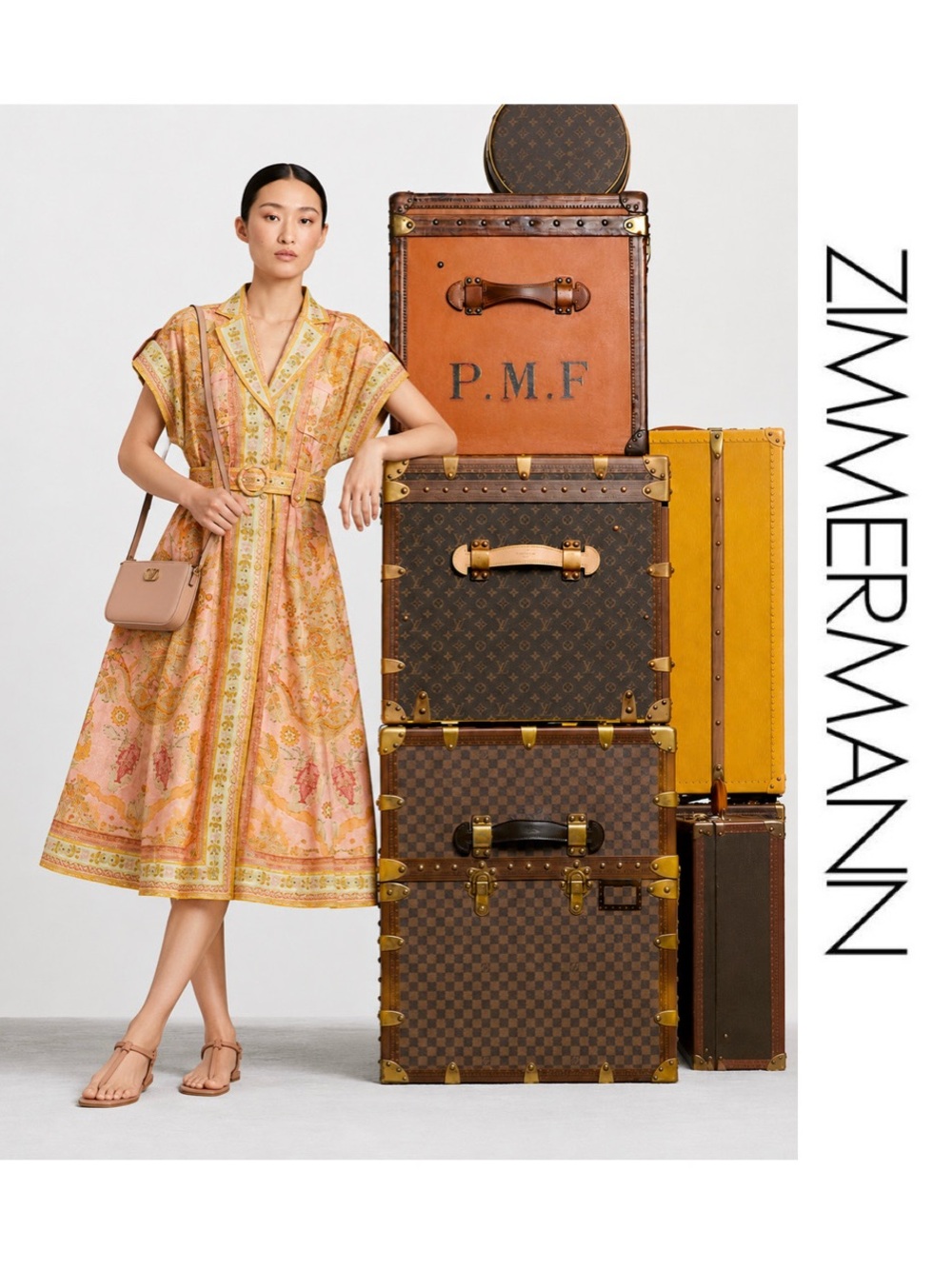 🍑 HTF! New Zimmermann Acacia Midi Dress Linnen US 4/6 Sm, Z sz 1 w/orig box